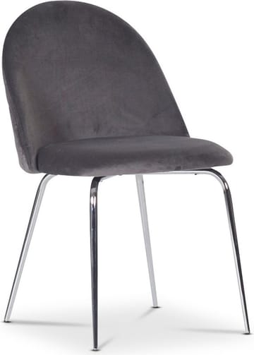 Stol grå med kromade ben - Plaza - Grå - Products - Möbler - Fåtölj & stolar - Matstol & köksstol