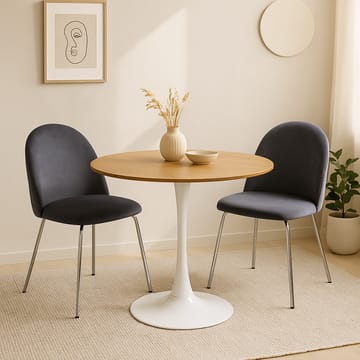 Stol grå med kromade ben - Plaza - Grå - Products - Möbler - Fåtölj & stolar - Matstol & köksstol