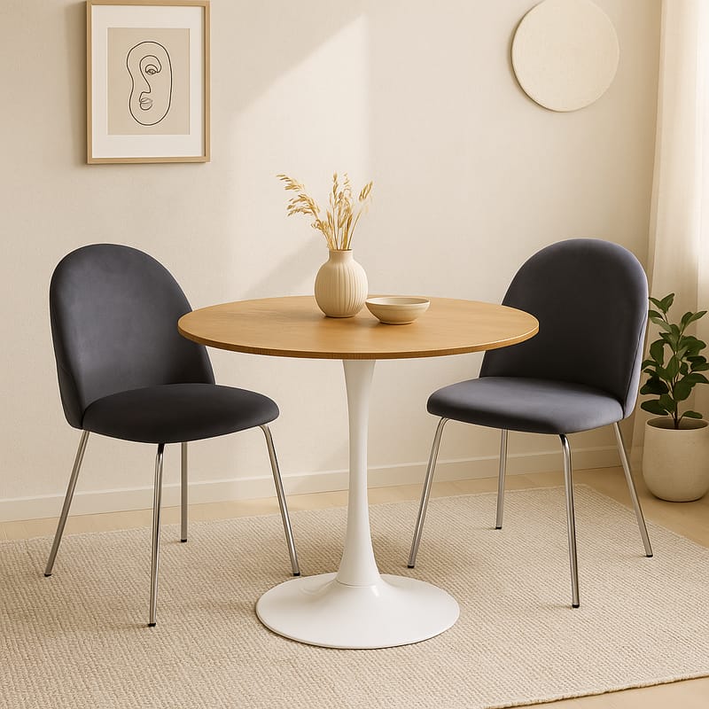 Stol grå med kromade ben - Plaza - Grå - Products - Möbler - Fåtölj & stolar - Matstol & köksstol