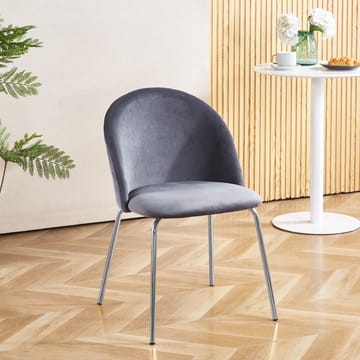 Stol grå med kromade ben - Plaza - Grå - Products - Möbler - Fåtölj & stolar - Matstol & köksstol
