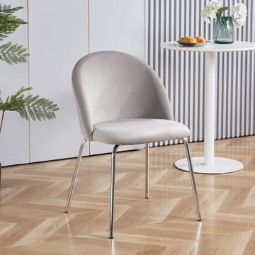 Stol gråbeige sammet kromade ben - Gråbeige - Products - Möbler - Fåtölj & stolar - Matstol & köksstol
