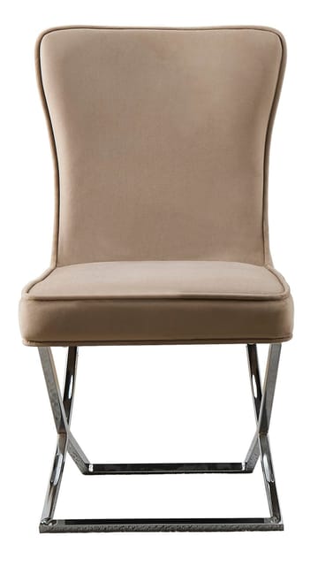Stol med kromade ben - beige sammet - Luxury - Beige sammet med kromat underrede - Products - Möbler - Fåtölj & stolar - Matstol & köksstol