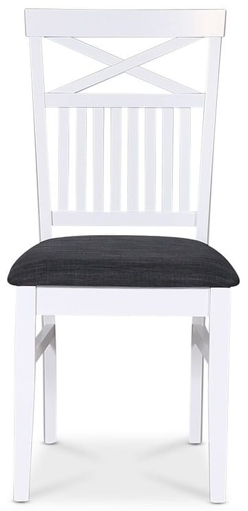 Stol med kryss i ryggen, grå sits - Skagen - Vitlack och sits i grått tyg - Products - Möbler - Fåtölj & stolar - Matstol & köksstol