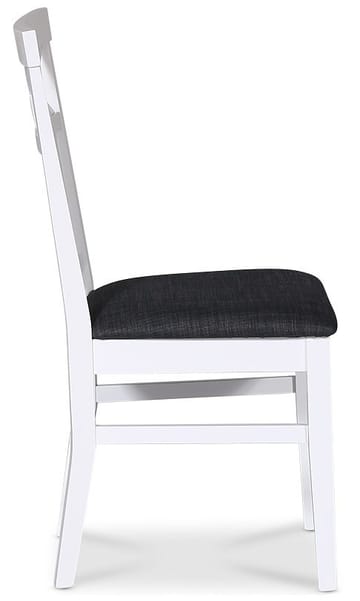 Stol med kryss i ryggen, grå sits - Skagen - Vitlack och sits i grått tyg - Products - Möbler - Fåtölj & stolar - Matstol & köksstol