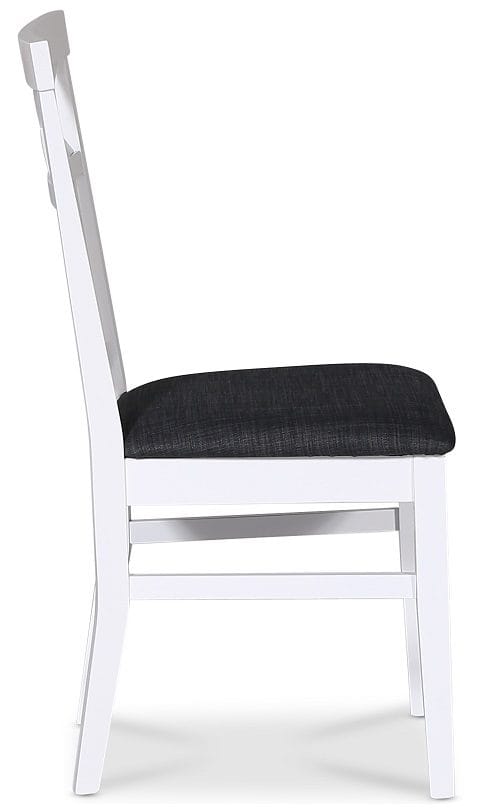 Stol med kryss i ryggen, grå sits - Skagen - Vitlack och sits i grått tyg - Products - Möbler - Fåtölj & stolar - Matstol & köksstol