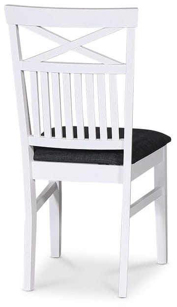 Stol med kryss i ryggen, grå sits - Skagen - Vitlack och sits i grått tyg - Products - Möbler - Fåtölj & stolar - Matstol & köksstol