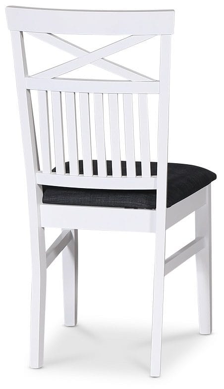 Stol med kryss i ryggen, grå sits - Skagen - Vitlack och sits i grått tyg - Products - Möbler - Fåtölj & stolar - Matstol & köksstol