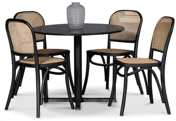 Stol svart med rotting i rygg och sits - Tone - Svart / Rotting - Products - Möbler - Fåtölj & stolar - Matstol & köksstol