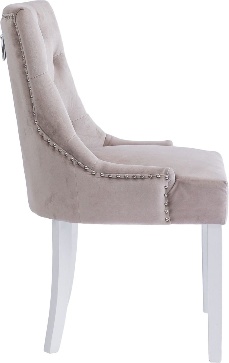 Tuva matstol i beige sammet - Beige/Vit - Products - Möbler - Fåtölj & stolar - Matstol & köksstol