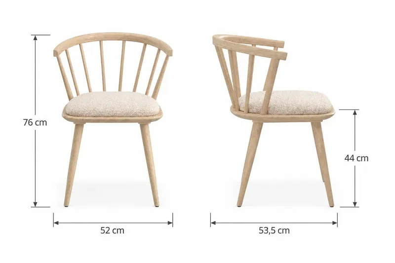 Tyrö Matstol & Köksstol i Trä med Vitlaserad Ekutseende med Dyna - Ljusbeige - Products - Möbler - Fåtölj & stolar - Matstol & köksstol