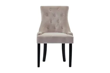 Viktoria Matstol & Köksstol i Sammet med Svarta Träben - Beige - Products - Möbler - Fåtölj & stolar - Matstol & köksstol