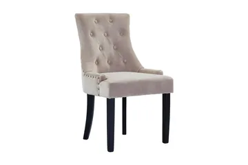 Viktoria Matstol & Köksstol i Sammet med Svarta Träben - Beige - Products - Möbler - Fåtölj & stolar - Matstol & köksstol