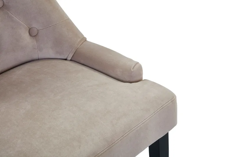 Viktoria Matstol & Köksstol i Sammet med Svarta Träben - Beige - Products - Möbler - Fåtölj & stolar - Matstol & köksstol
