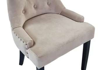 Viktoria Matstol & Köksstol i Sammet med Svarta Träben - Beige - Products - Möbler - Fåtölj & stolar - Matstol & köksstol