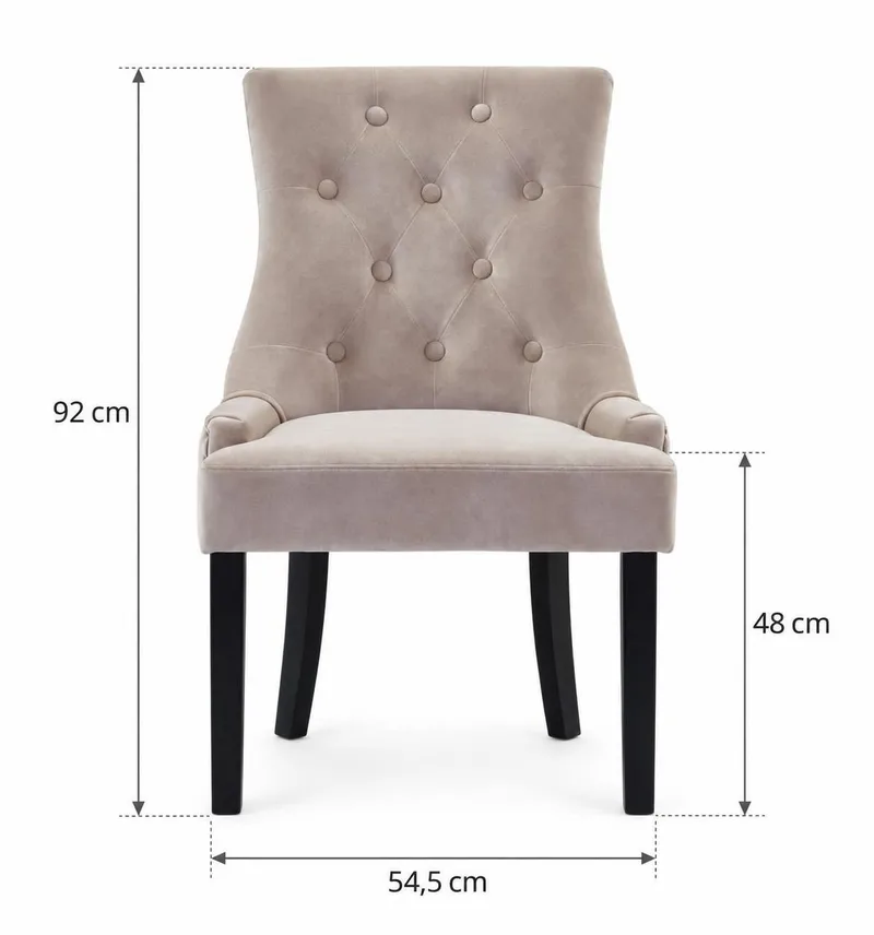 Viktoria Matstol & Köksstol i Sammet med Svarta Träben - Beige - Products - Möbler - Fåtölj & stolar - Matstol & köksstol