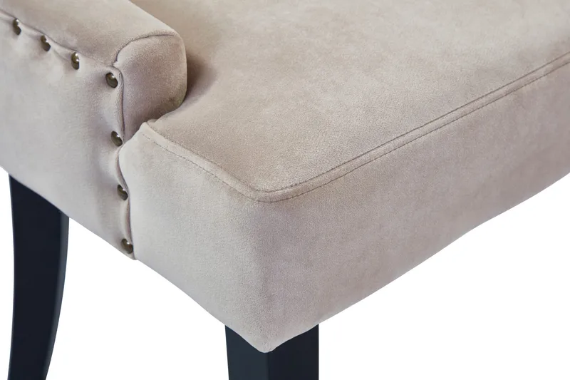 Viktoria Matstol & Köksstol i Sammet med Svarta Träben - Beige - Products - Möbler - Fåtölj & stolar - Matstol & köksstol