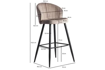 Willowdale Barstol med Ryggstöd - Krämvit/Svart - Products - Möbler - Fåtölj & stolar - Barstol & barpall