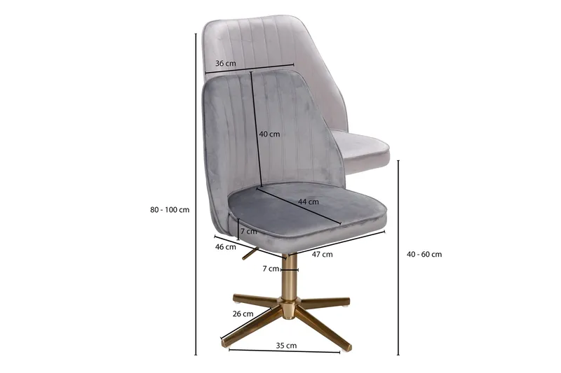 Willowdale Kontorsstol - Grå/Guld - Products - Möbler - Fåtölj & stolar - Kontorsstol & skrivbordsstol