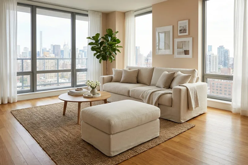 Valencia Extra Djup 3-sits soffa + fotpall med avtagbar och tvättbar klädsel - Beige - Products - Möbler - Soffa