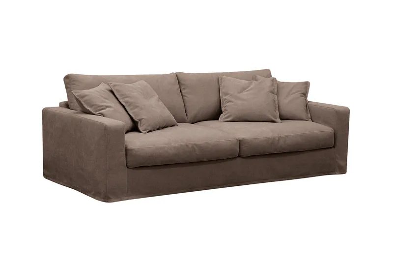 Valencia Extra Djup 3-sits soffa + fotpall med avtagbar och tvättbar klädsel - Mörkbrun - Products - Möbler - Soffa
