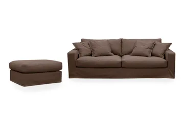 Valencia Extra Djup 3-sits soffa + fotpall med avtagbar och tvättbar klädsel