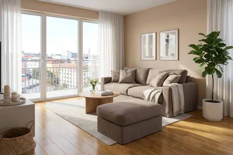 Valencia Extra Djup 3-sits soffa + fotpall med avtagbar och tvättbar klädsel - Mörkbrun - Products - Möbler - Soffa