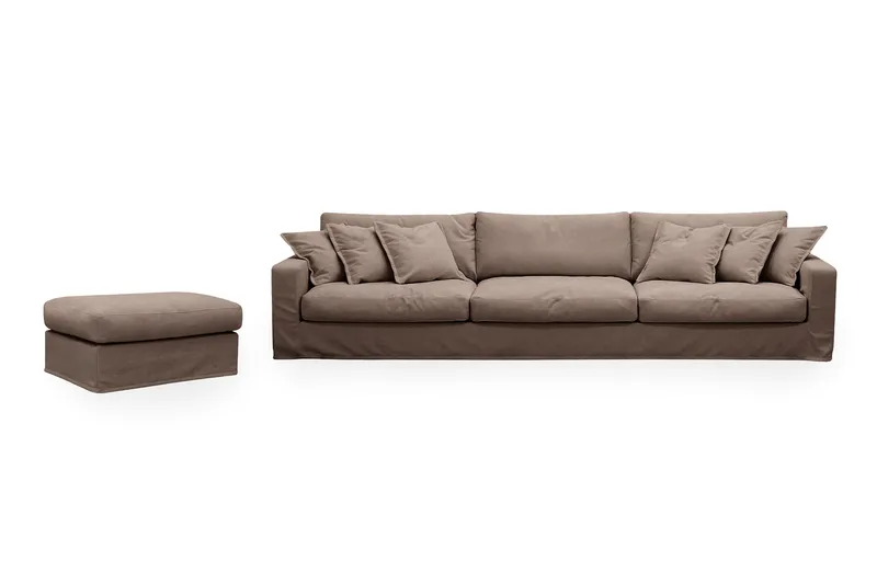 Valencia Extra Djup 5-sits soffa + fotpall med avtagbar och tvättbar klädsel - Mörkbrun - Products - Möbler - Soffa