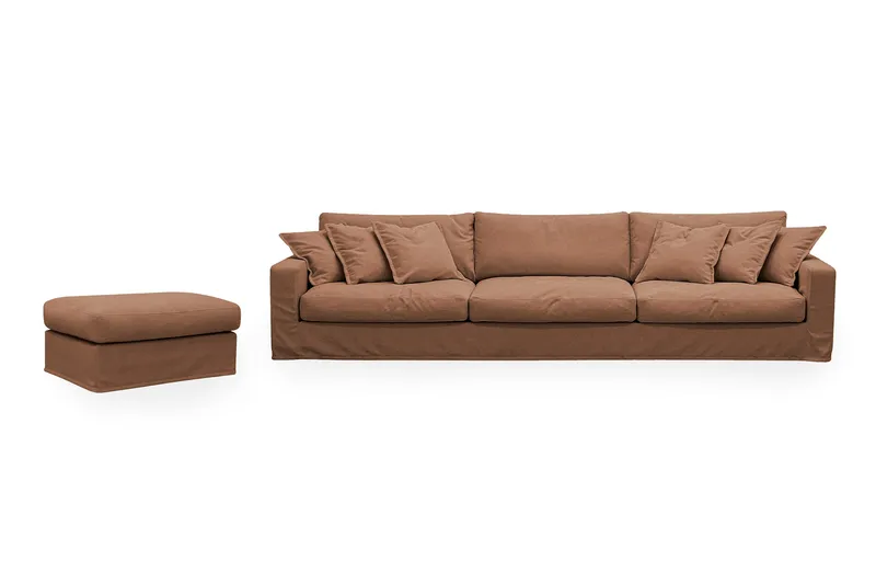 Valencia Extra Djup 5-sits soffa + fotpall med avtagbar och tvättbar klädsel - Rödbrun - Products - Möbler - Soffa
