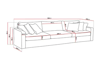 Valencia Extra Djup 5-sits Soffa med avtagbar och tvättbar klädsel - Beige - Products - Möbler - Soffa