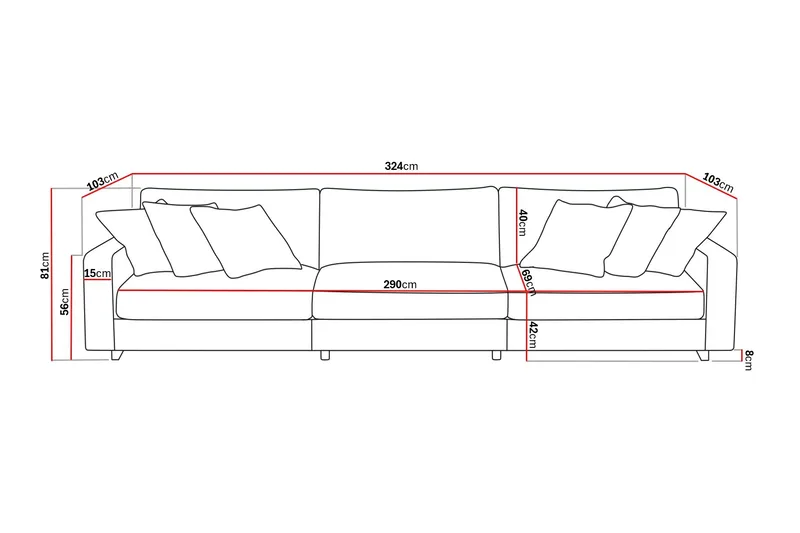 Valencia Extra Djup 5-sits Soffa - Offwhite - Products - Möbler - Soffa