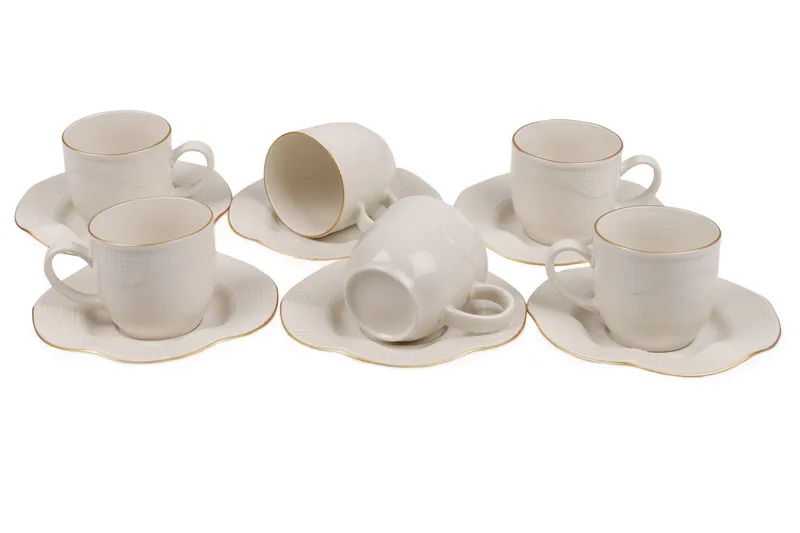Adine Kaffeservis 12 Delar Porslin, Creme/Guld