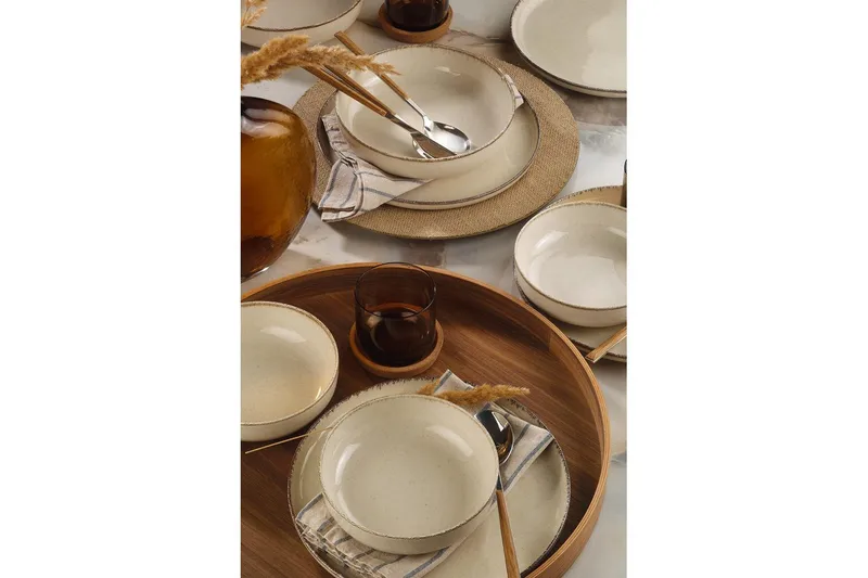 Middagset (12 delar) Lomara kräm - Cremevit - Products - Servering & matlagning - Tallrikar & skålar - Tallrikar set