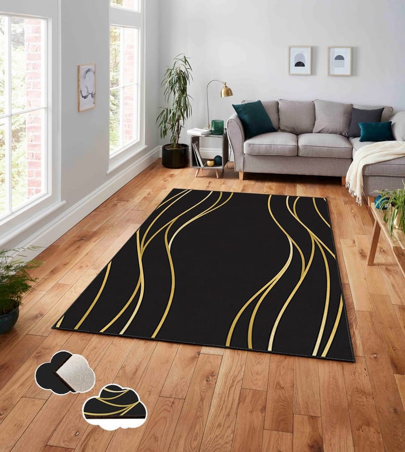 Matta Estera 70 160 x 230 cm - Svart/guld - Products - Textil & mattor - Matta - Flatvävd matta