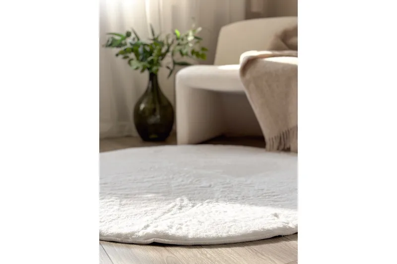 Heaven Ryamatta Vit rund 120 - Vit - Products - Textil & mattor - Matta - Modern matta - Ryamatta