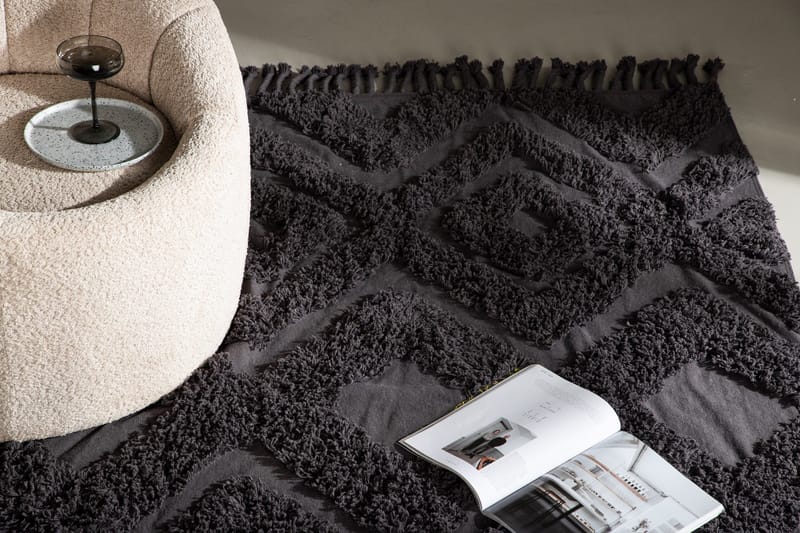 Hilma Bomullsmatta Rektangulär 250x350 cm - Mörkgrå - Products - Textil & mattor - Matta - Modern matta - Bomullsmatta