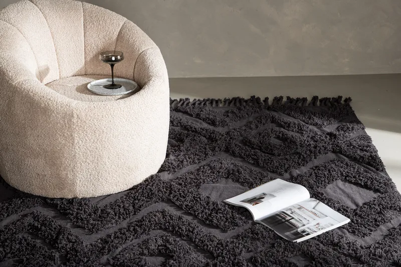 Hilma Bomullsmatta Rektangulär 250x350 cm - Mörkgrå - Products - Textil & mattor - Matta - Modern matta - Bomullsmatta