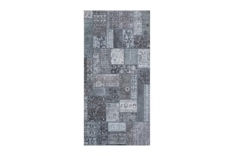 Patchwork Wiltonmatta 80x150 cm Rektangulär, Grå
