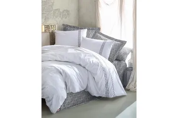 Cotton Box Bäddset Dubbelt 6-dels Ranforce - Grå/Vit - Products - Textil & mattor - Sängkläder - Bäddset & påslakanset - Påslakanset dubbelsäng