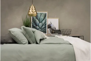 Påslakanset Dubbelsäng 3-Dels Washed - Grön - Products - Textil & mattor - Sängkläder - Bäddset & påslakanset - Påslakanset dubbelsäng