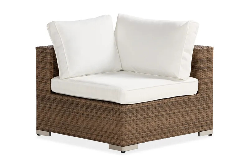 Bahamas Hörnmodul utomhus i konstrotting - Sand / Vita dynor - Products - Utemöbler & utemiljö - Övrigt utemöbler - Moduler utesoffa