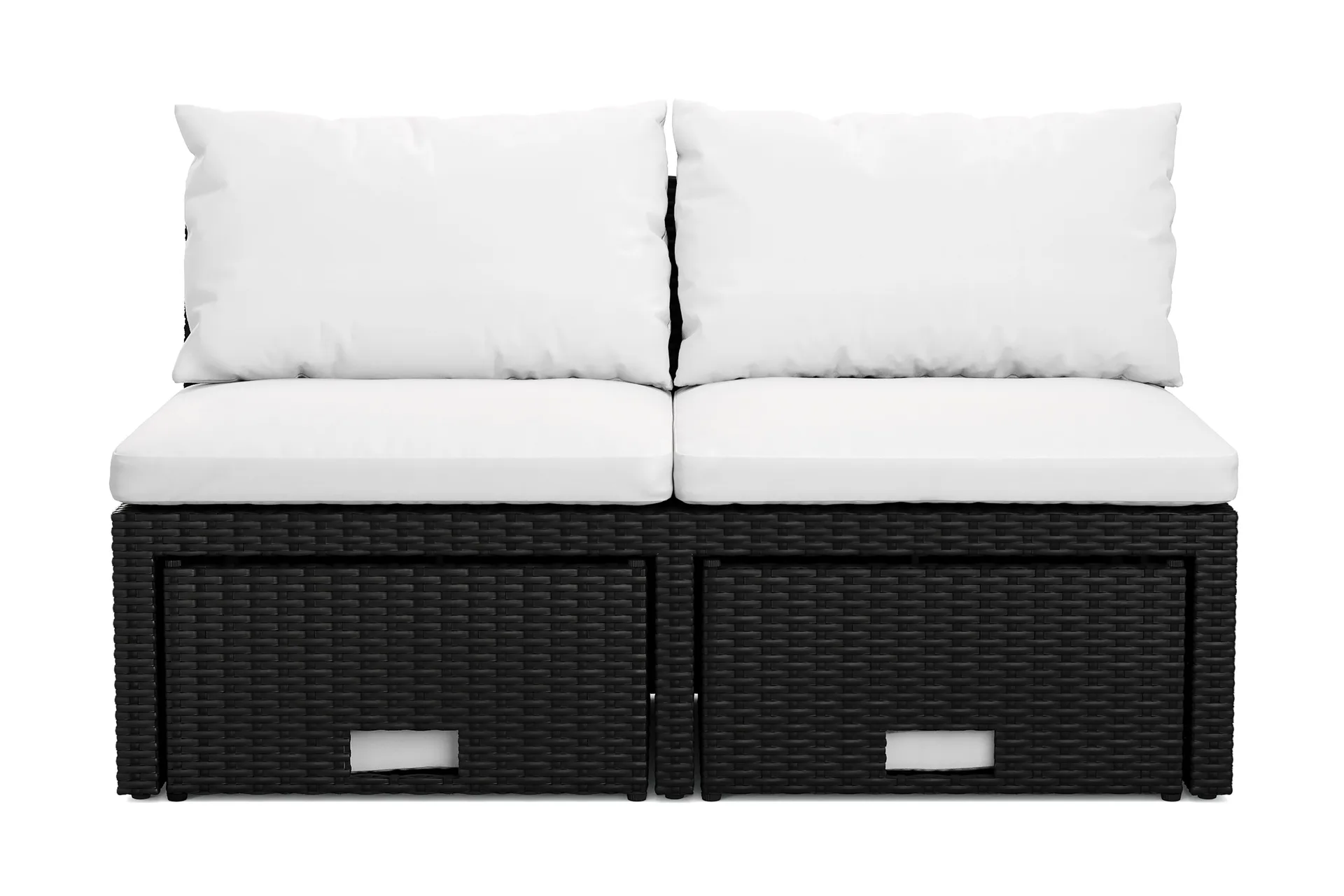 Bahamas Liten Balkongsoffa med dynor och pallar i konstrotting