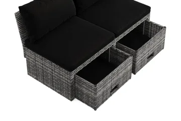 Bahamas Liten Balkongsoffa med dynor och pallar i konstrotting - Grå - Products - Utemöbler & utemiljö - Balkong & altan - Balkongmöbler - Balkongsoffa