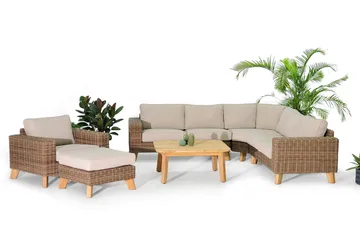 Barbados Utebord Loungebord Soffbord Utomhus 110 cm Teak Trä - Ljusbrun - Products - Utemöbler & utemiljö - Balkong & altan - Balkongmöbler - Balkongbord