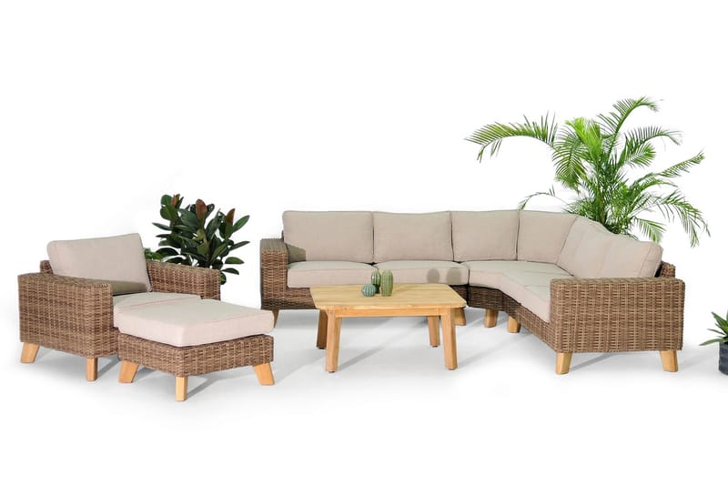 Barbados Utebord Loungebord Soffbord Utomhus 110 cm Teak Trä - Ljusbrun - Products - Utemöbler & utemiljö - Balkong & altan - Balkongmöbler - Balkongbord