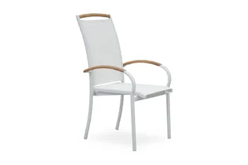 Hillerstorp Nydala Karmstol Utomhus Stapelbar Vit/Teak - Hillerstorp - Products - Utemöbler & utemiljö - Balkong & altan - Balkongmöbler - Balkongstol
