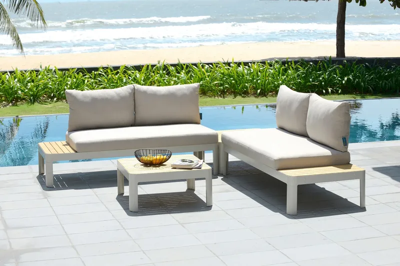 Portals Utesoffa 2-sits - Teak/Vit - Products - Utemöbler & utemiljö - Balkong & altan - Balkongmöbler - Balkongsoffa