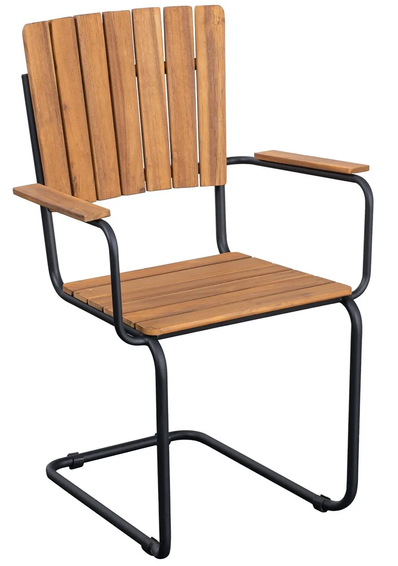 Utematstol Holmö med Armstöd Brun - Teaklook/svart - Products - Utemöbler & utemiljö - Balkong & altan - Balkongmöbler - Balkongstol