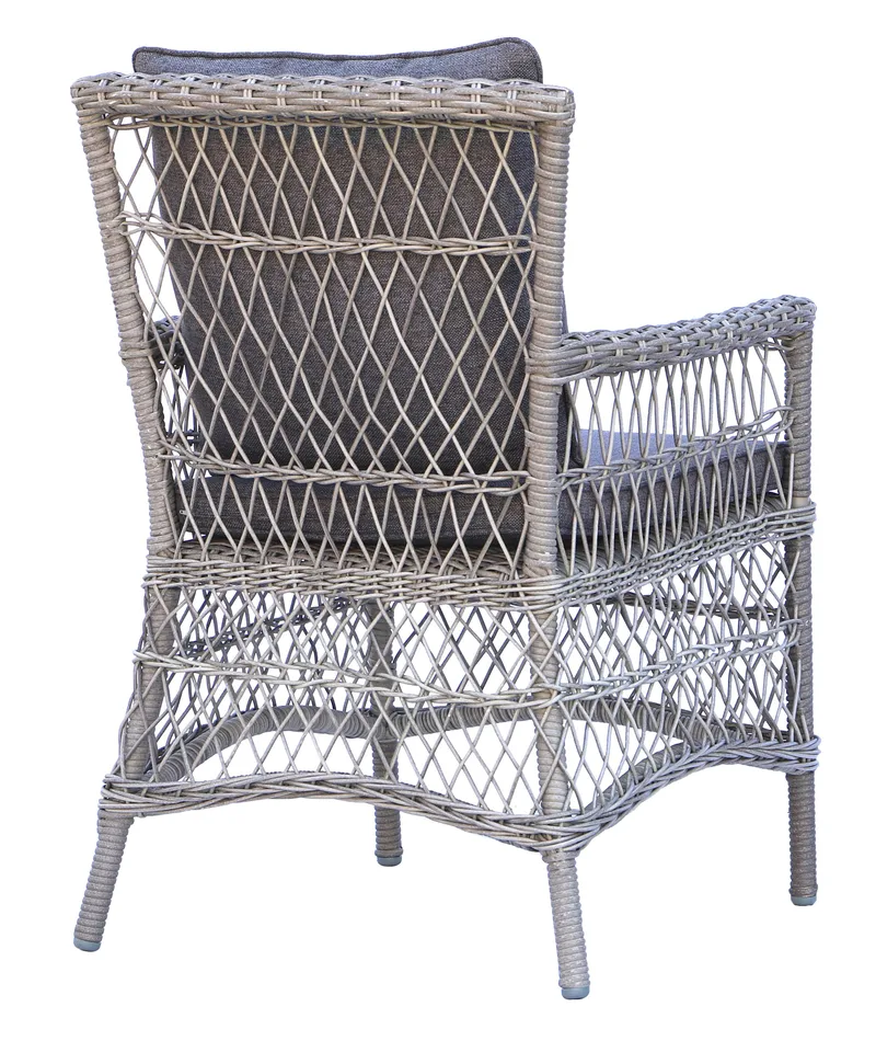 Utematstol i grå rotting med dyna, Grå