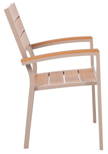 Utestol beige metall med armstöd i trä look - Las Vegas - Beige - Products - Utemöbler & utemiljö - Balkong & altan - Balkongmöbler - Balkongstol