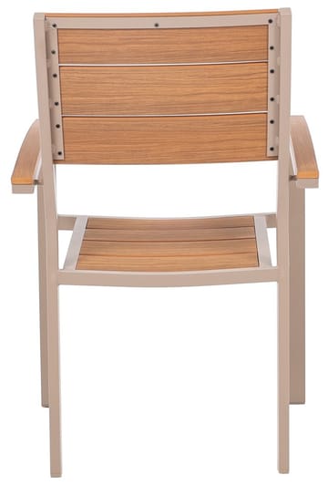Utestol beige metall med armstöd i trä look - Las Vegas - Beige - Products - Utemöbler & utemiljö - Balkong & altan - Balkongmöbler - Balkongstol